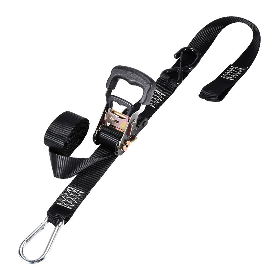 1.5 Inch Motorcycle Ratchet Tie Downs With Safety S-Hook & Carabiner high quality