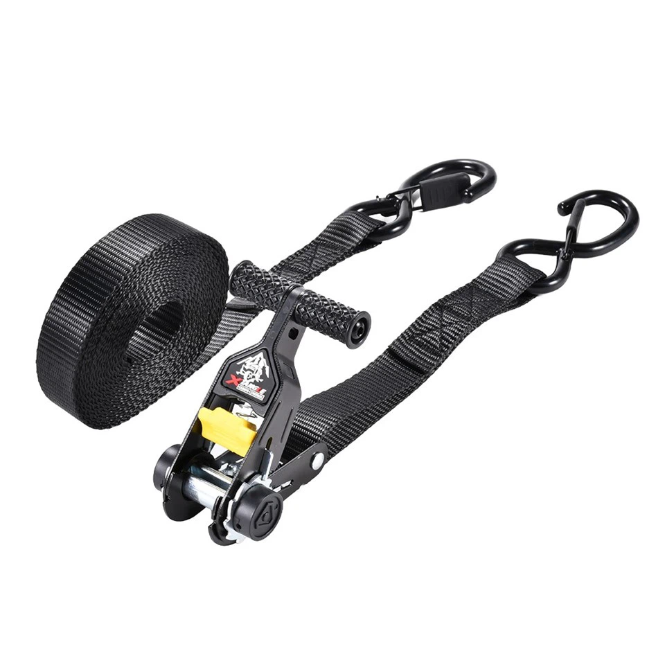 1'' Spin Free Ratchet Strap With Locking Rubber-coated S-hooks