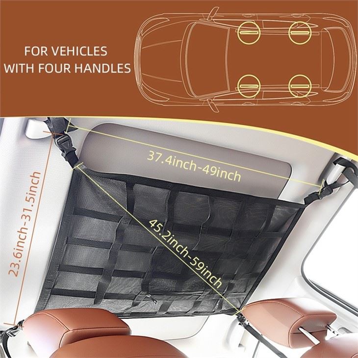 Reinforced Mesh Roof Storage Organizer Truck Suv Travel Camping Interior Accessories
