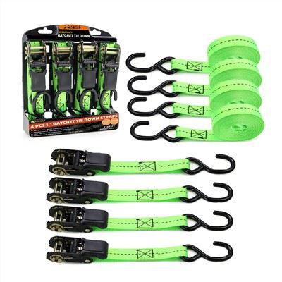 Pemegang Getah Tali Sebatan Hijau 4 Keping Tali Ratchet Tie Down Dengan Cangkuk S