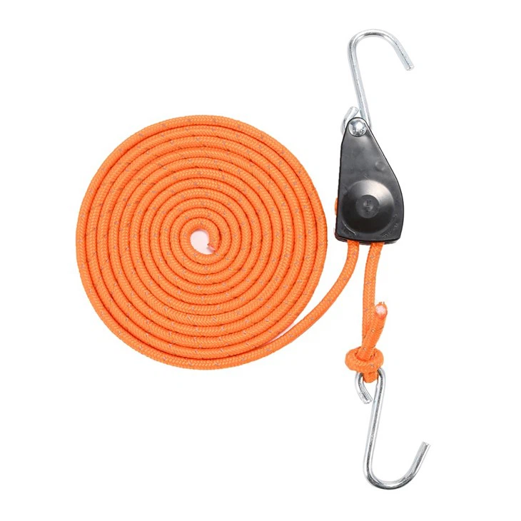 Adjustable Rope Ratchet Tie Down Strap With S Hook